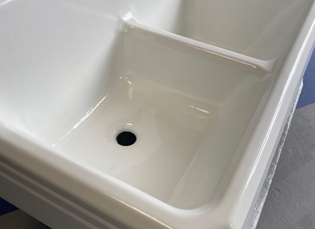 Porcelain Patch & Glaze reglazing of double basin farmhouse sink